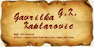Gavrilka Kaplarović vizit kartica